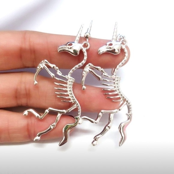 Kathrono Jewelry - 🦄 Awesome Unicorn skeleton drop earrings 💀